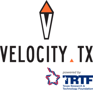 VelocityTX Logo, powered by TRTF Logo